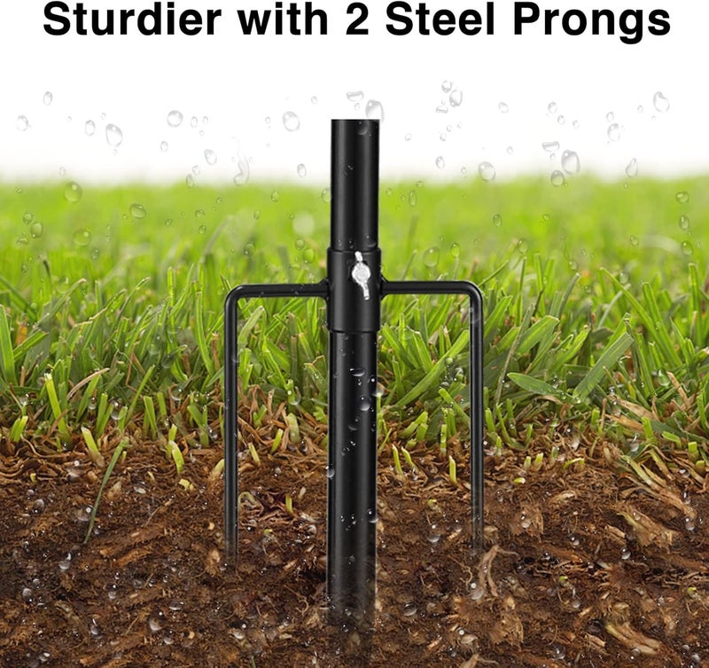 DonSail Black Flag Poles for Outside - 8.5FT Metal Outdoor Yard Flag Pole Holder with 2 Prongs Base - 3x5FT American Flag with Pole - Image 2